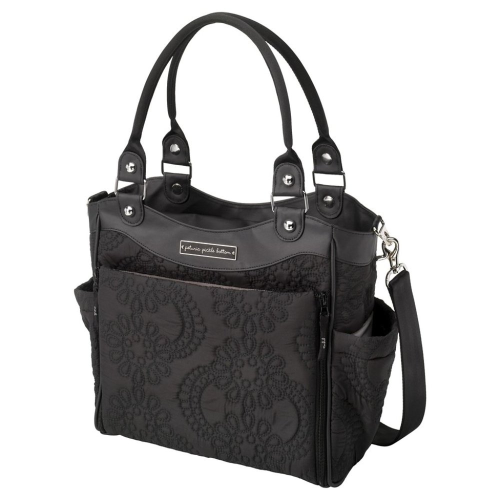 Petunia Pickle Bottom Black Quilted Baby Bag Tote